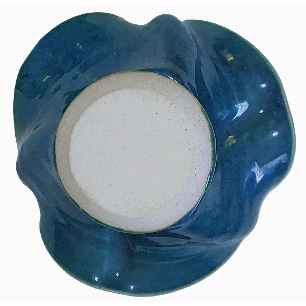 Art Pottery Ikebana MCM Style Bud Vase Flower Frog Draw Tube Water Basin Glazed